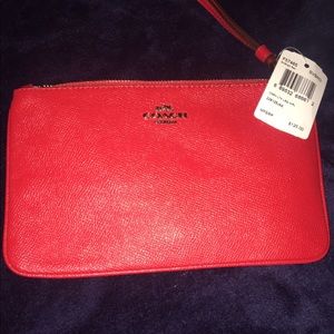 Coach Large Red Leather Wristlet